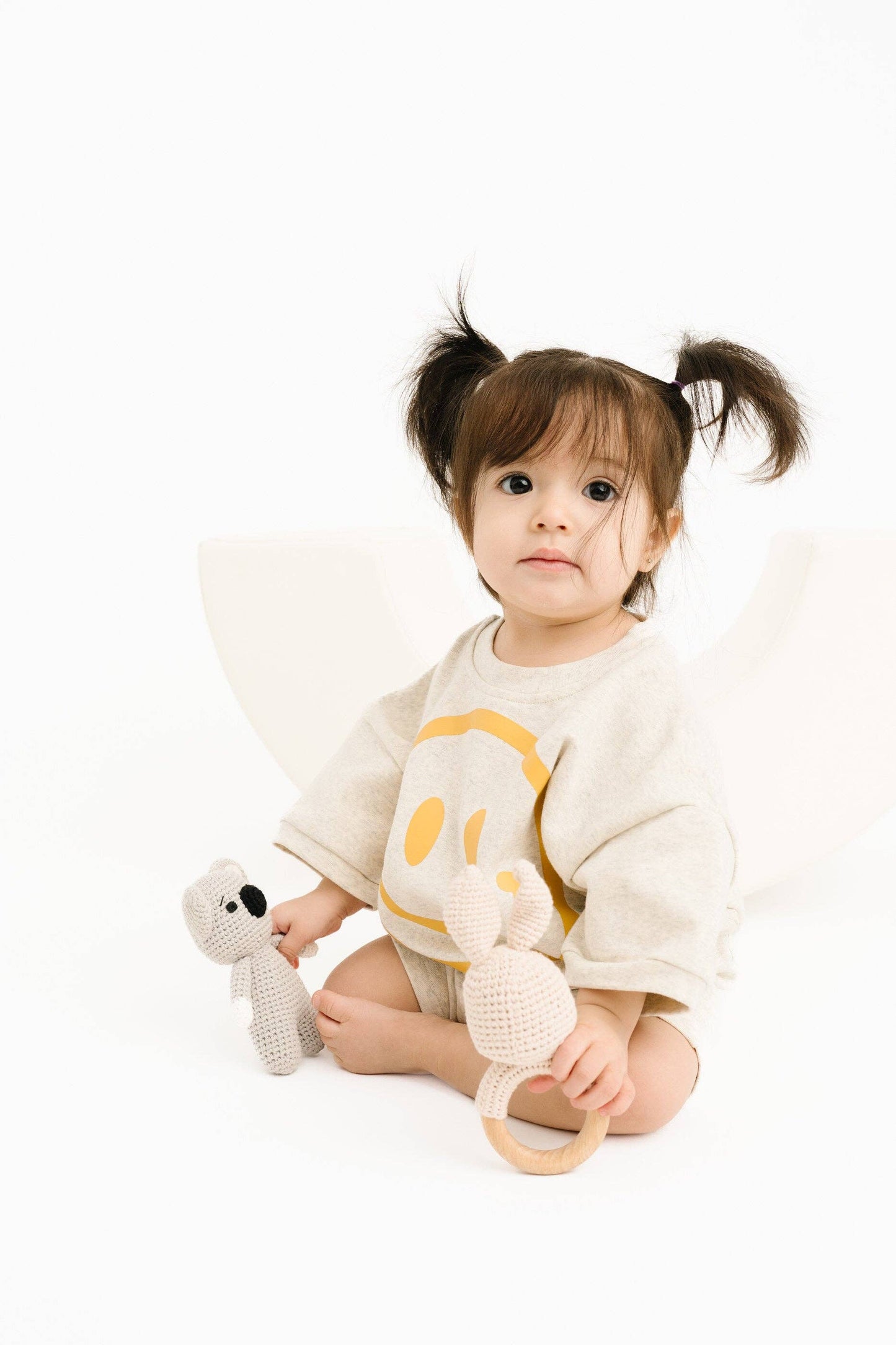 Short Sleeve Smiley Set | Oatmeal