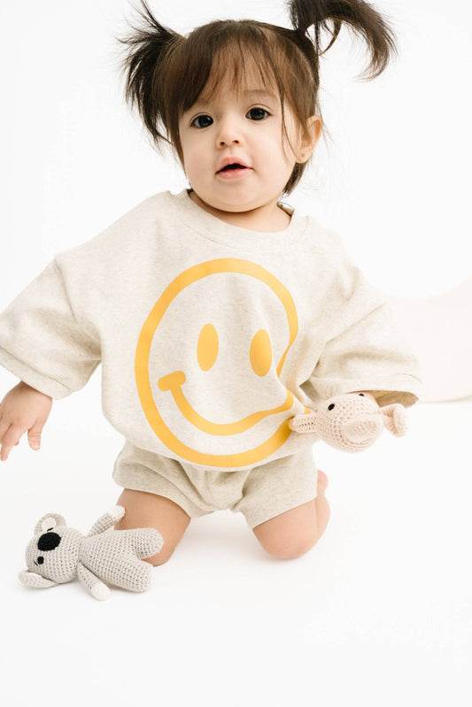 Short Sleeve Smiley Set | Oatmeal