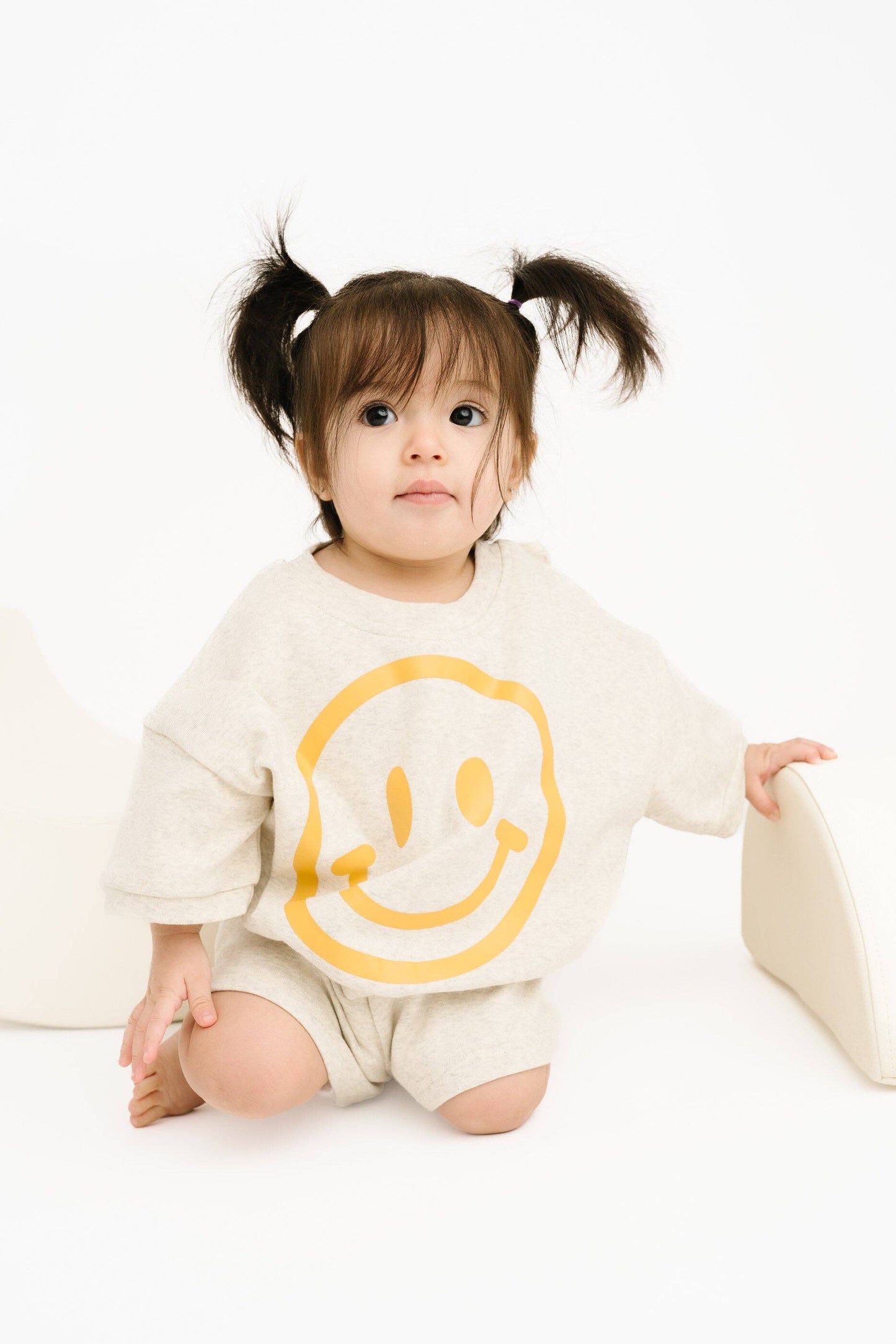 Short Sleeve Smiley Set | Oatmeal